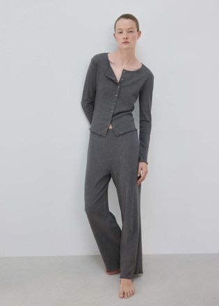 Mango Cardigan pigiama cotone sfilacciato grigio - Donna - S - MANGO