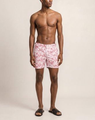 Orlebar Brown Bulldog Mid-Length Zephra Printed Swim Shorts in Coral at Nordstrom, Size 40