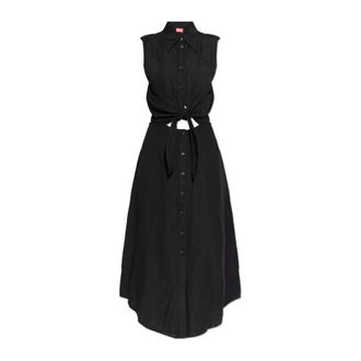 Diesel D-Elta-Sl Dress - Dames - Shirt Kleedjes - Zwart - XS - Leer - Kleedjes