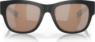 Costa Caleta 55mm Polarized Mirrored Sunglasses in Net Black /Copper Silver 580G at Nordstrom