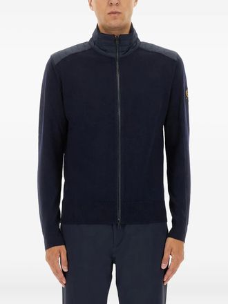 Belstaff Kelby padded-detail cardigan - men - Merino/Recycled Polyester - M - Blue