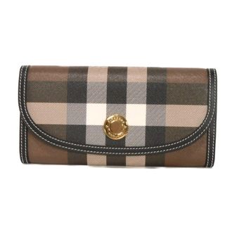 Burberry Brown Pvc Leather Long Wallet (Bi-Fold) (Pre-Owned)