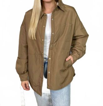 Very J Collar Button Up Jacket In Mocha