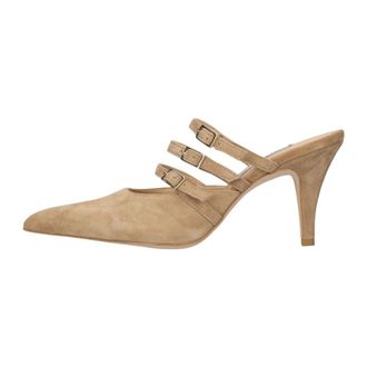 Stefano Lauran Schoenen, Dames, Beige, 40 EU, Leer, Hoge Hakken Muiltjes met Puntneus