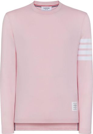 Thom Browne three-stripe long-sleeved T-shirt - men - Cotton - 1 - Pink