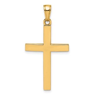 Diamond2Deal 10k Yellow Gold Polished Beveled Cross Charm