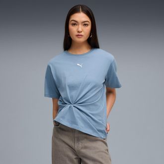 Puma T-Shirt PUMA ESS RELAXED TEE, Damen, Gr. XS, blau (cool blau), Jersey, Obermaterial: 100% Baumwolle, unifarben, relaxed fit normal, Rundhals, Shirts T