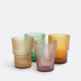 La Redoute Interieurs Set van 4 veelkleurige geribbelde waterglazen, ASTRI