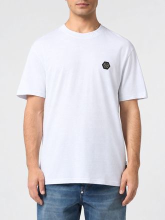 Philipp Plein T-shirt in cotone con scollo a girocollo e logo Hexagon