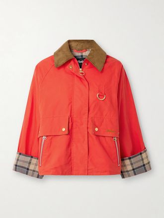 Barbour Giacca Cropped In Cotone Con Finiture In Velluto A Coste Mackworth - Rosso