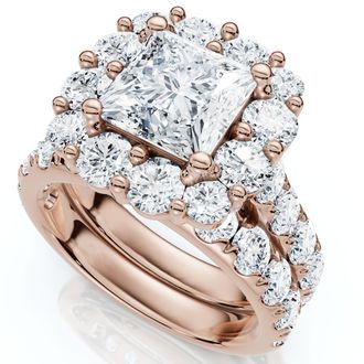 Pompeii3 5Ct Princess Cut Diamond Engagement Matching Wedding Ring Set 10k Gold Lab Grown