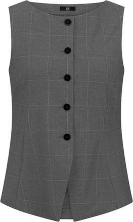 Riani Damesvest met subtiel ruitpatroon - Dames - Bodywarmers - Grijs - M - Leer - Jassen