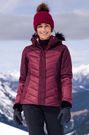 Mountain Warehouse Pyrenees Womens Padded Ski Jacket Snow Proof Warm Winter Coat Berry