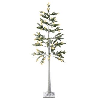 Beliani Rbol De Navidad Artificial De Exterior E Interior Con Luces Led Pre-iluminado Estilo Escandinavo Nevado Material Sint&eacute;tico 180 Cm Blanco Albioni
