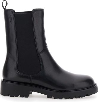 Vagabond Black Ankle Boots With Elastic Side Detailing And Ff Motif In Leather Woman