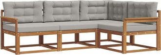 vidaXL Conjunto De Sof&aacute;s De Exterior 4 Uds. Gris Natural Y Claro Vidaxl