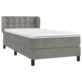 vidaXL Vidaxl - Cama Box Spring Con Colch&oacute;n Terciopelo Gris Claro 100x200 Cm