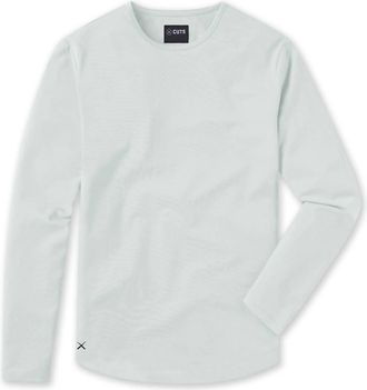 Cuts Mens Long Sleeve Curve-Hem Tee In Ice