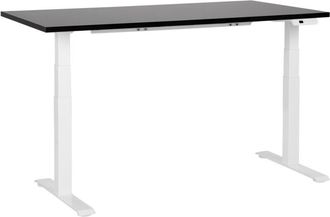 Beliani Beliani - Escritorio De Altura Regulable El&eacute;ctrico Oficina Moderna Patas Cuadradas 160 X 72 Cm Tablero Negro Soporte De Acero Blanco Destines