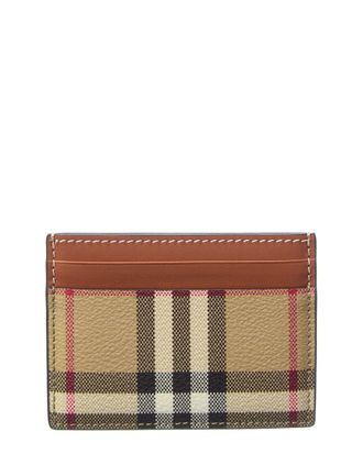 Burberry Check E-Canvas & Leather Card Holder