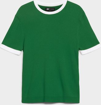 Le 31 Mens Trimmed ribbed sweater