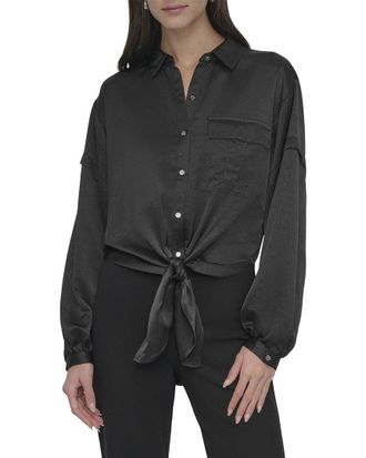 DKNY Nail Crease Tie-Front Top