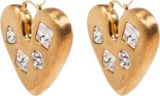 Jacquemus Heart-Shaped Earrings With Matte Gold Finish And Faceted Gemstones