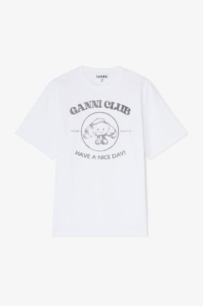 Ganni White Paris Club T-shirt - Size XS Organic Cotton