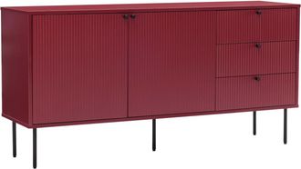 Oviala Aparador de 2 puertas y 3 cajones en melamina, 150 cm, burdeos
