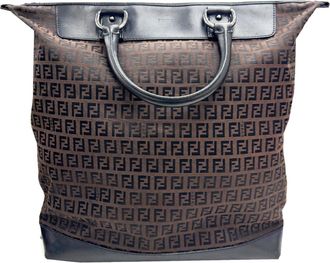 Fendi Black Brown Zucchino Leather Handbag Tote Bag (Pre-Owned)