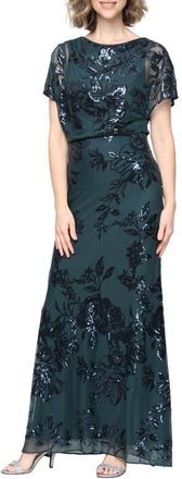 S.L. Fashions Sequin Floral Gown in Green at Nordstrom, Size 16