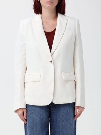 Twinset Cropped Slim Fit Cr&ecirc;pe Blazer with Single-Button Closure and Lapels