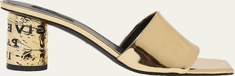 Givenchy 65mm Logo Heel Metallic Leather Mule Sandals