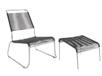 Schubiger M&ouml;bel Spaghetti-Kufen-Lounger-Hochlehner + Hocker S&auml;ntis