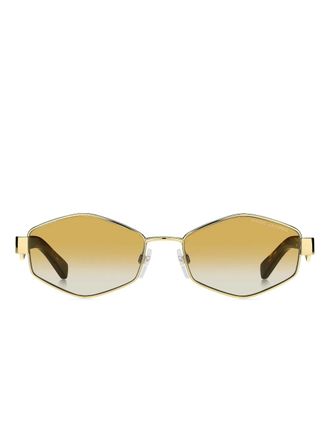 Marc Jacobs geometric-frame chain-strap sunglasses - women - Metal/Acetate - One Size - Yellow