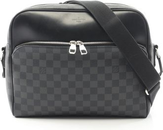 Louis Vuitton Black Coated Canvas Leather Shoulder Bag (Pre-Owned)