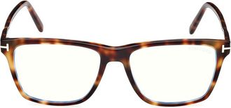 Tom Ford 56mm Square Blue Light Blocking Glasses in Brown Havana at Nordstrom