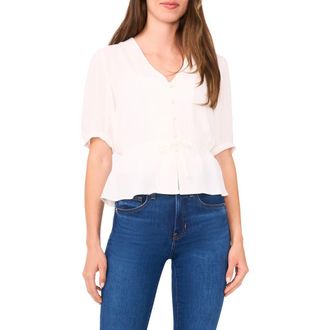 Halogen Button Front Tie Waist Top in New Ivory at Nordstrom Rack, Size X-Large