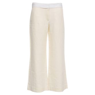 Victoria Beckham Flared Pants in White Wool