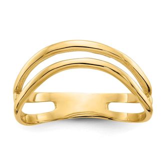 Diamond2Deal 14k Yellow Gold Polished Double Wave Fashion Thumb Ring