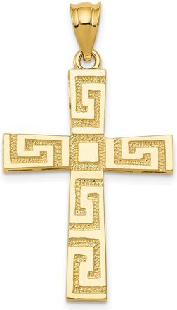 Diamond2Deal 14k Yellow Gold Greek Key Cross Pendant
