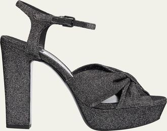 Jimmy Choo London 120mm Heloise Glitter Knot Platform Sandals