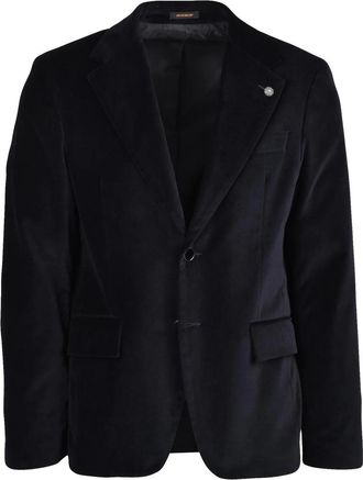 Officina 36 Black Lined Velvet Cotton Blazer
