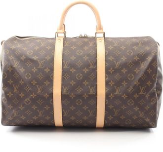 Louis Vuitton Brown Coated Canvas Leather Boston Bag (Pre-Owned)