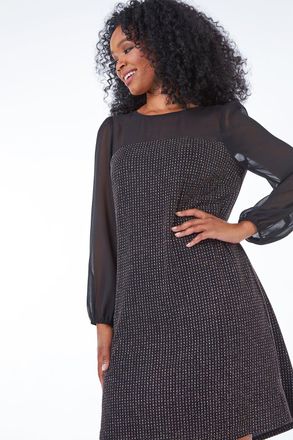 Roman Sheer Detail Sparkle Dress