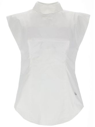 Jean Paul Gaultier Neutrals Fitted Inverted Shoulder Cotton-Blend Shirt