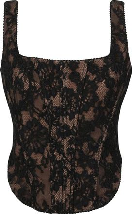 Self Portrait Lace Corset Top - Dames - Tops - Zwart - Maat: M Katoen