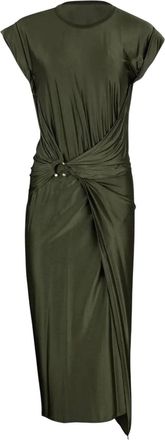 Paco Rabanne Draped Satin Midi Dress