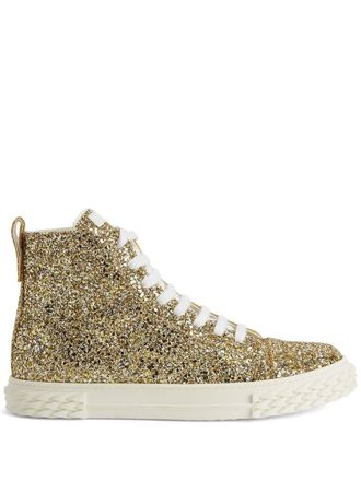 Giuseppe Zanotti Ecoblabber glitter high-top sneakers - Gold