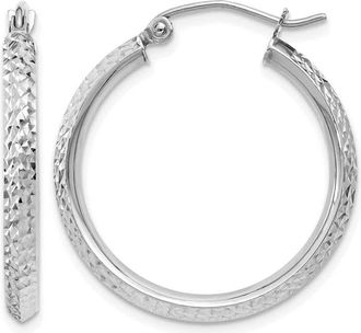 Diamond2Deal 14k Gold Diamond-cut 2.5x25mm Round Hoop Earrings